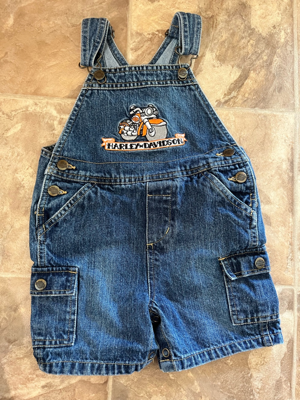 Harley-Davidson Size 24M blue denim shortalls overalls biker